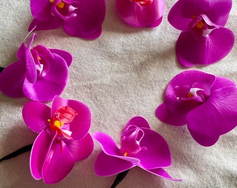 Selección de cabello de flor de orquídea hawaiana / Pieza de cabello tropical / Accesorio de palo de seda