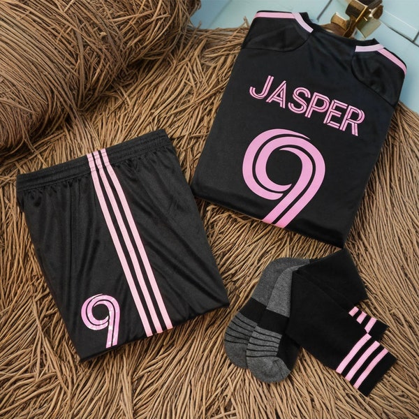 Customized Number Football jersey,23-24 Miami Away Shirt,Jersey and Shorts Set for Kids and Adults,Gifts