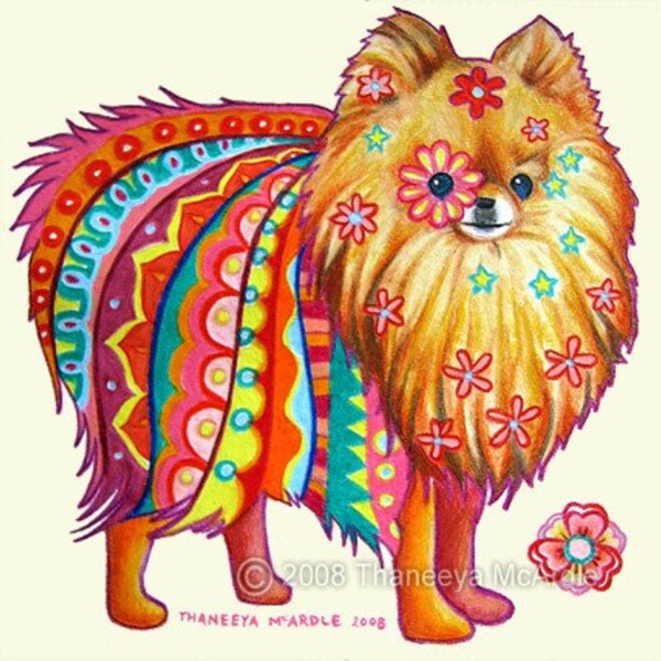 RESERVED for TRINA: Pomeranian - Original Dog Art Colored Pencil Drawing