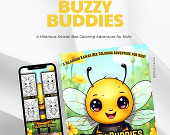 A Hilarious Kawaii Bee Coloring Adventure for Kids - 30 Pages of Whimsical Fun | Instant Download