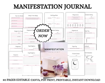 Manifest Your Dreams Planner | Editable, Printable Digital Planner for Manifestation & Personal Success