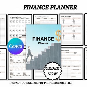 Finance Planner, Money Management Planner | Editable & Printable Digital Tool for Financial Organization, Goal Setting