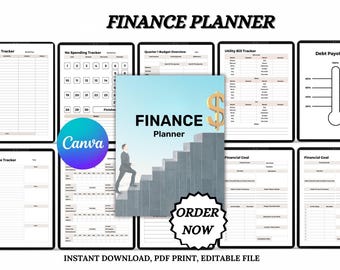 Finance Planner, Money Management Planner | Editable & Printable Digital Tool for Financial Organization, Goal Setting