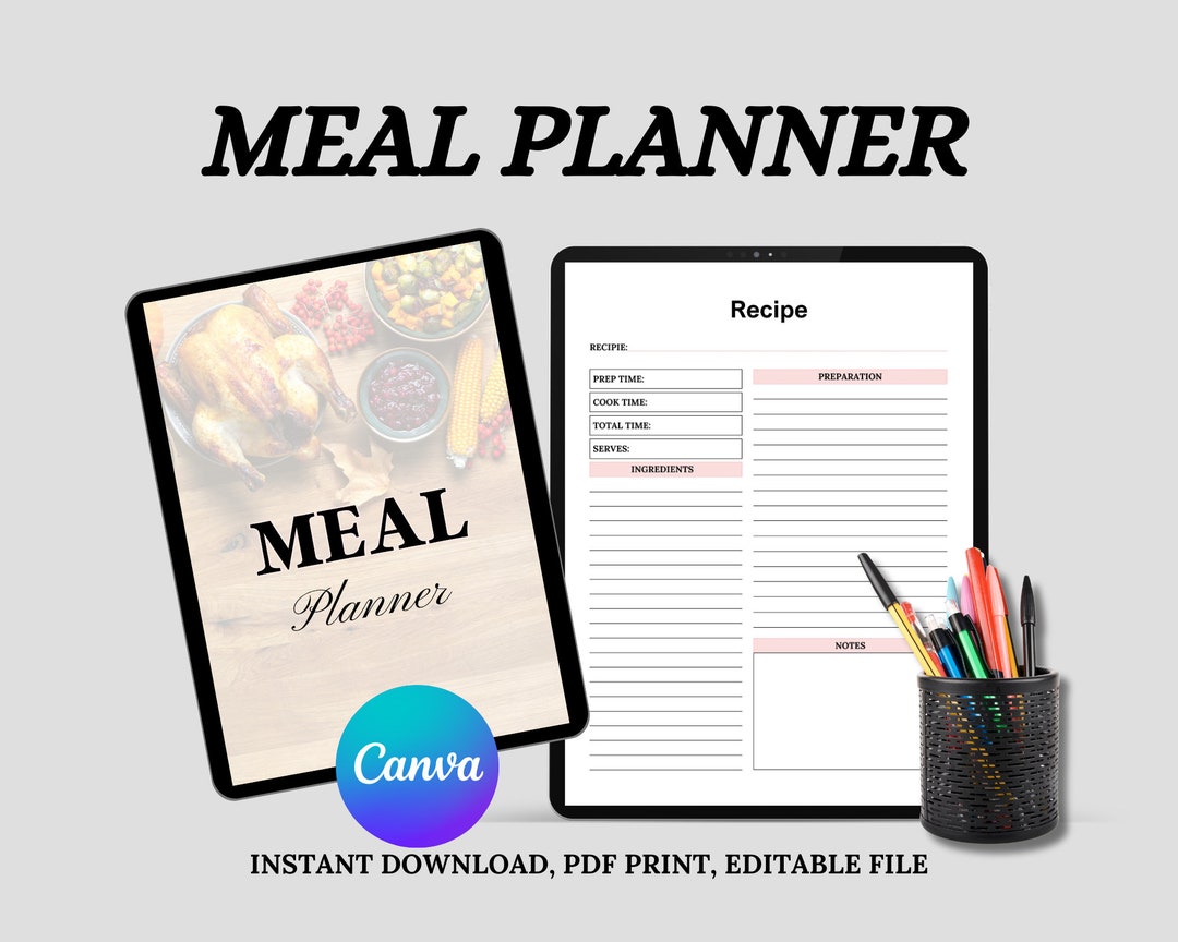 Ultimate Meal Planner Bundle | Editable, Printable Digital Download for ...