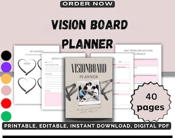 Vision Board Planner | Organize Your Dreams & Goals Ultimate Vision Board Planner | Manifest Your Vision.