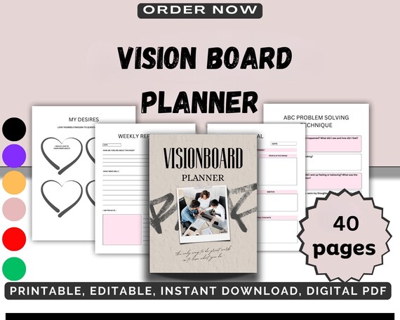 Vision Board Planner | Organize Your Dreams & Goals Ultimate Vision Board Planner | Manifest Your Vision.