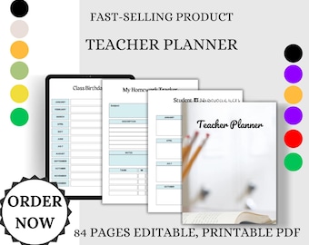 Teacher Planner | Enhance Your Teaching & Time Management Customizable Teacher Planner | Track Assignments Student Progress.