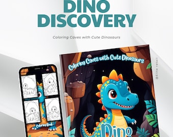 Dino Discovery: Coloring Caves with Cute Dinosaurs - 30 Pages of Prehistoric Fun for All Ages | Instant Download