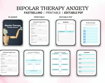 Bipolar Therapy Planner |Mental Health Organizer for Mood Tracking & Self-Care, Mental Health Planner for Bipolar Disorder.
