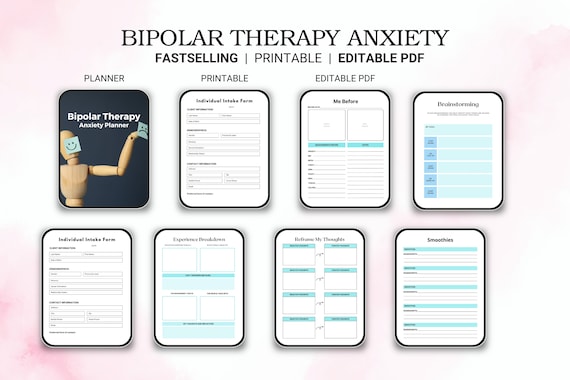 Bipolar Therapy Planner |Mental Health Organizer for Mood Tracking & Self-Care, Mental Health Planner for Bipolar Disorder.