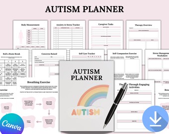 Ultimate Autism Planner | Support & Organize Daily Life Customizable Autism Resource Planner | Track Progress and Goals.