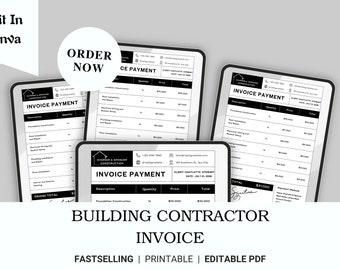 Building Contractor Invoice Planner | Streamline Your Billing Process | Printable Templates Construction Invoice Organizer