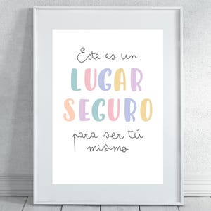 Safe Place Children&#39;s Poster | Printable poster in Spanish with a positive quote | Educational and emotional decoration for a children&#39;s room or classroom