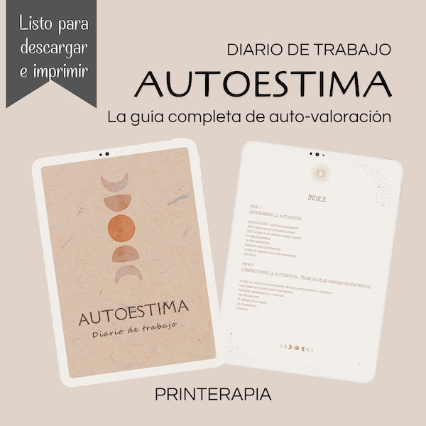 Diario de Autoestima, versión Mujer. Ejercicios de autoestima. Descarga digital PDF para imprimir, compatible con tablet, iPad o PC