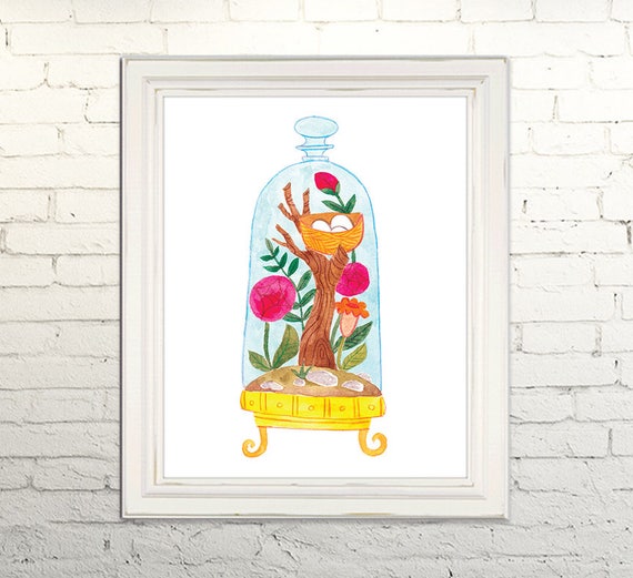 TERRARIUM Printable Art Poster Print Watercolor Illustration | Etsy