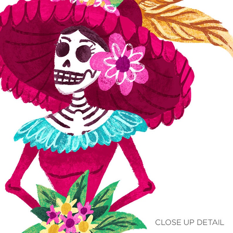 DIA de los MUERTOS Digital Clipart Instant Download Illustration Halloween Skull Day Dead Catrina Mariachi Mexican Folk Art Bird Stock Art image 2