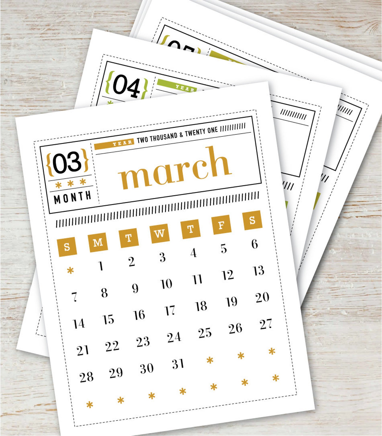 MATCHBOX Printable Mini Calendar 2021 2022 Digital Instant Etsy