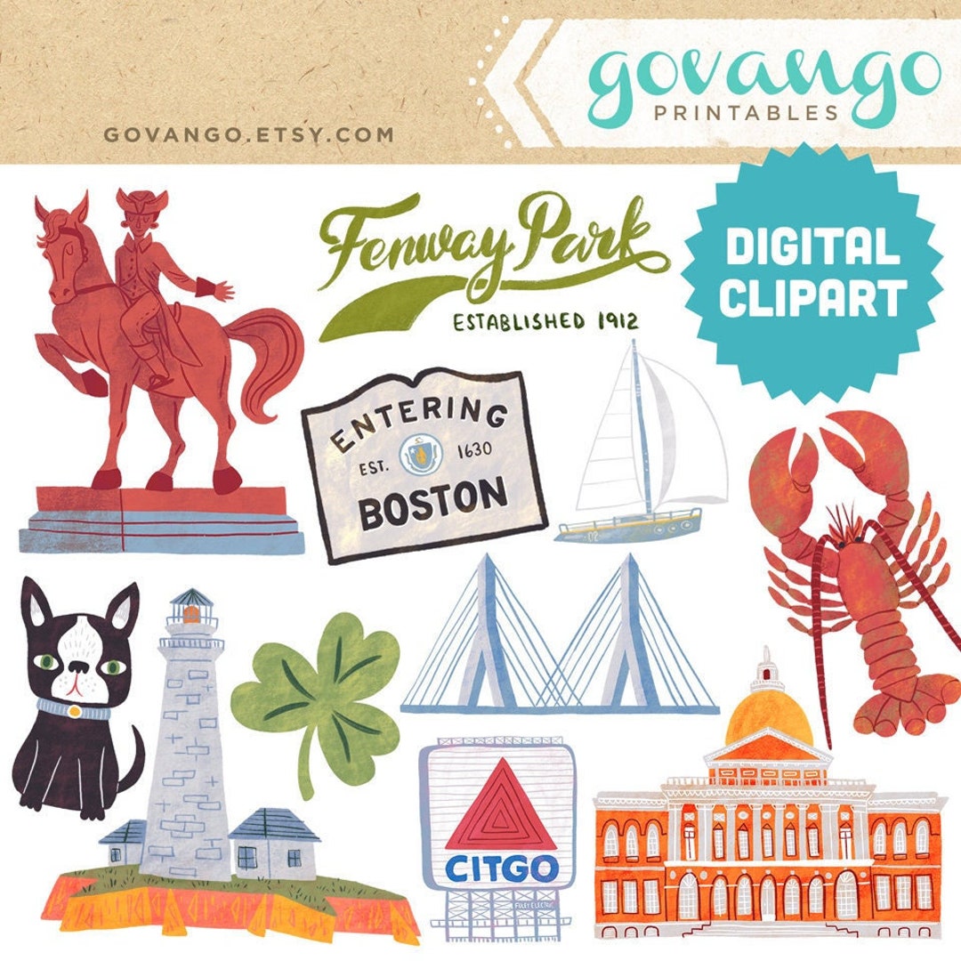Boston Icon BOSTON Digital Clipart Instant Download Illustration Travel ...