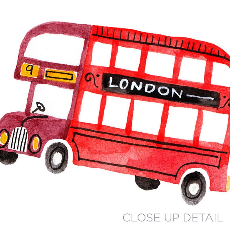 LONDON Digital Clipart Instant Download Illustration Great Britain Travel British Queen Big Ben Cheerio Tea City Clip Art Artwork Watercolor image 2