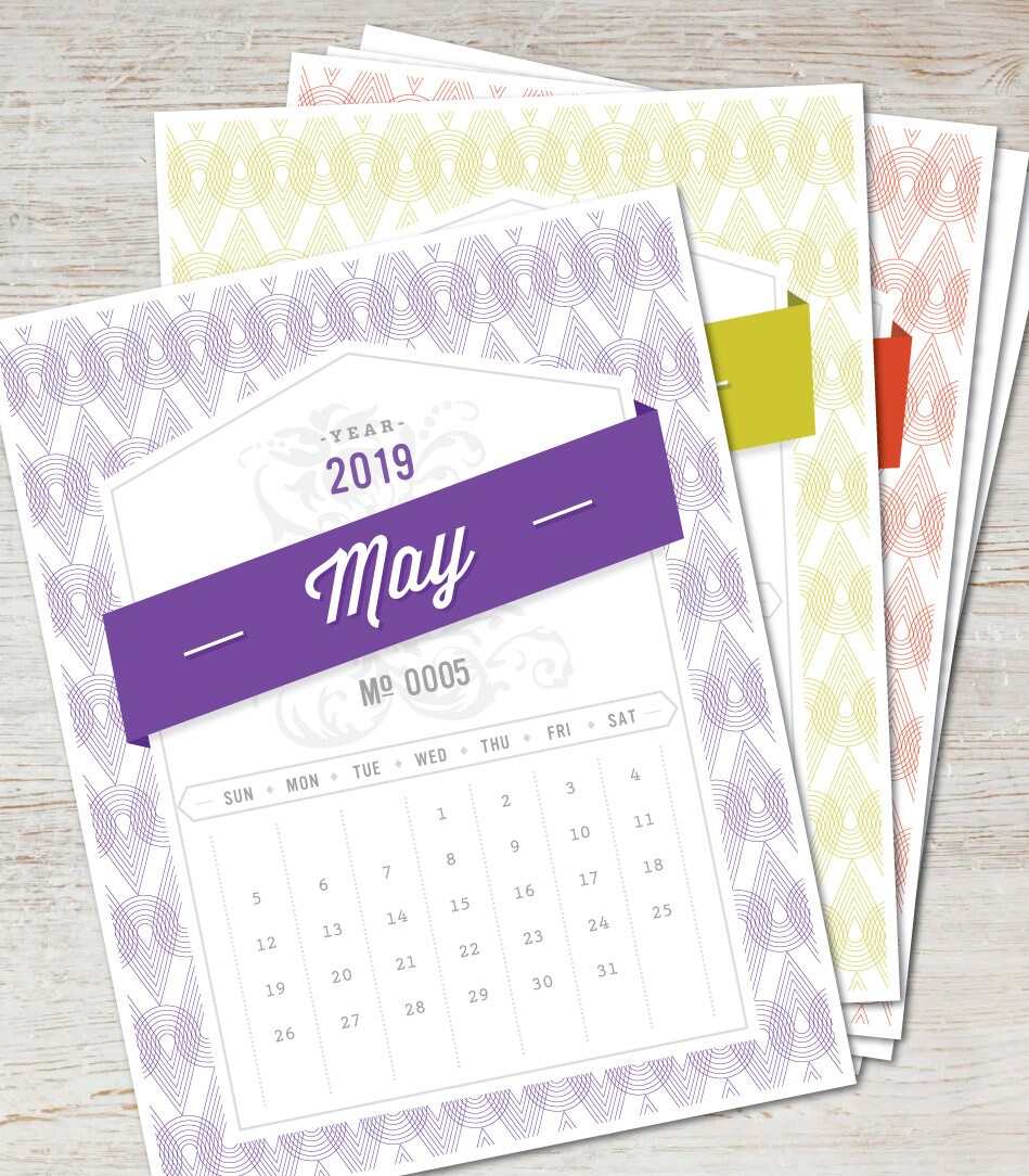 FRENCH Printable Wall Calendar 2019 2020 Digital Instant FRENCH Printable Wall Calendar 2019 2020 Digital Instant