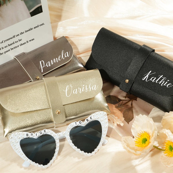 Personalized Leather Glasses Case, Custom glasses box, Soft Glasses Case,Bridal sunglasses&glasses bags, Wedding Bridesmaid Gifts for Party
