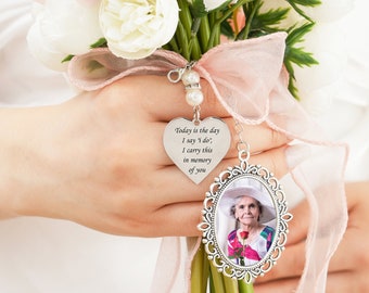 Custom Photo Charm for Bridal Memorial Bouquet Charm Pendant with any photo. Oval Shape Keepsake with Ribbon. Wedding Flower Bride Ideas