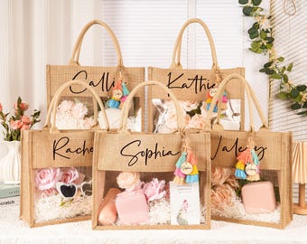 Bolsa de regalo personalizada, bolsas de dama de honor, bolsa de playa de regalo, regalos de dama de honor, recuerdo de despedida de soltera, bolsa de yute, regalo para fiesta nupcial, bolsa de agradecimiento