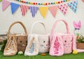 Personalized Plush Easter Basket,Kids Bunny Basket with Name,Embroidered Name Easter Bucket,Custom Easter Bag,Easter Gifts for Girls Boys
