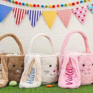 Personalisierter Osterkorb aus Plüsch, Hasenkorb für Kinder mit Namen, Ostereimer mit besticktem Namen, Individuelle Ostertasche, Ostergeschenke für Mädchen und Jungen