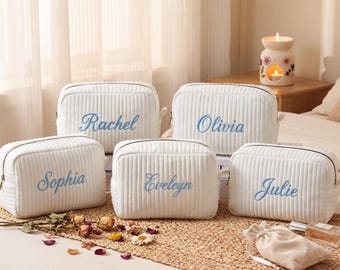 Personalized Embroidered Bag, Custom Name Makeup Bag, Monogramed Travel Toiletry Bag, Bachelorette Cosmetic Bags, Bridesmaid Gifts