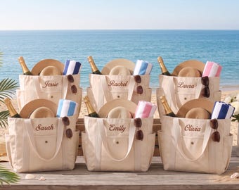 Bridesmaid Gifts Tote Bag, Embroidered Canvas Tote Bag with Initials, Custom Tote Bag, Bridal Shower, Personalized Gifts, Bridal Party Gift