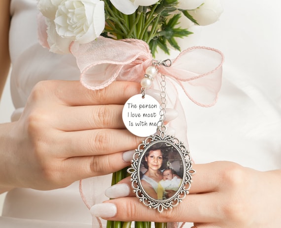 Memorial Charm for Bridal Bouquet, Wedding Memorial Bouquet Charms, Memory Charm for Family Photos, Bride Gift for Bride Gifts, Angel Charm