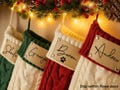 Custom Christmas Knitted Stockings, Personalized Stocking with Leather Patch, 2025 Christmas Stockings With Name, Family Christmas Stockings