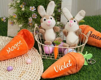 Personalized Bunny Rabbit,Bunny Keychain, Cute Rabbit Charm,Carrot Keychain with Bunny,Carrot Bunny,Easter Bunny Pendants,Easter Decorations