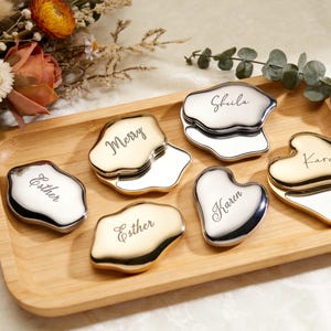 Engraved Pocket Mirror for Her,Personalized Cloud-Shaped Compact Mirror, Custom Bridesmaid Gifts, Pocket Mirror with Custom Name and Logo