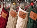 Custom Christmas Knitted Stockings, Personalized Stocking with Leather Patch, 2026 Christmas Stockings With Name, Family Christmas Stockings