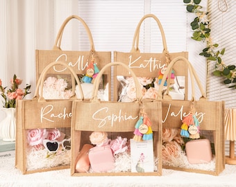 Bridesmaid Bags,Beach Bag Gift,Personalized Tote Gift bag,Bridesmaid gifts,Bachelorette Party Favor,Jute Bag,Bridal Party Gift,thank you bag