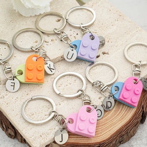 Personalized Initial Heart Keychain Set,Initials Matching keychains,Colorful Matching Keychain,Valentine's Day Gift,Couple/Other Half Gift