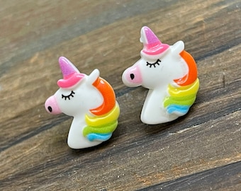 Rainbow Unicorn Stud Earrings