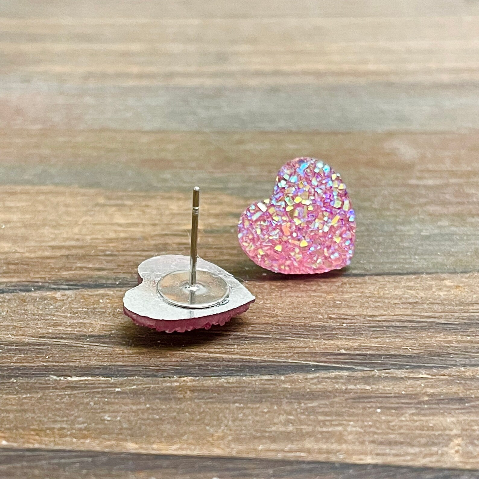 Light Pink Heart Earrings Valentine's Earrings Faux Etsy