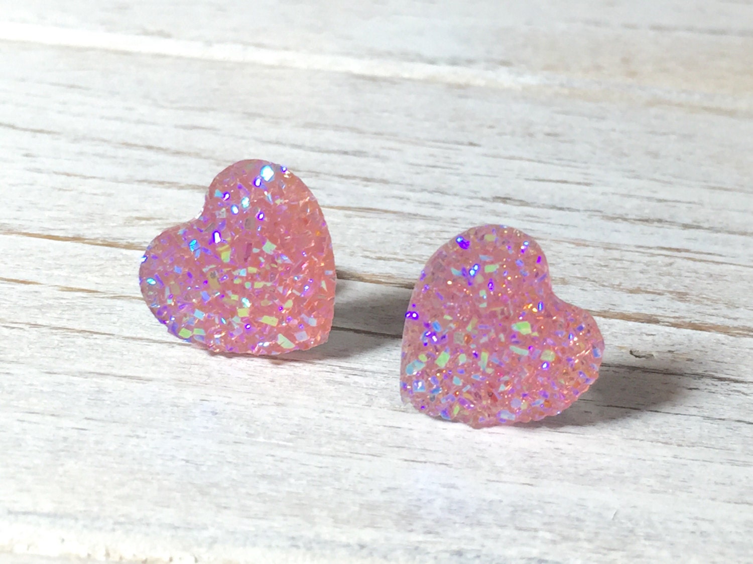 Light Pink Heart Earrings Valentine's Earrings Faux Etsy