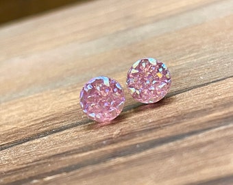 Sparkly Little Faux Druzy Stud Earrings in Lavender with Stainless Steel Posts