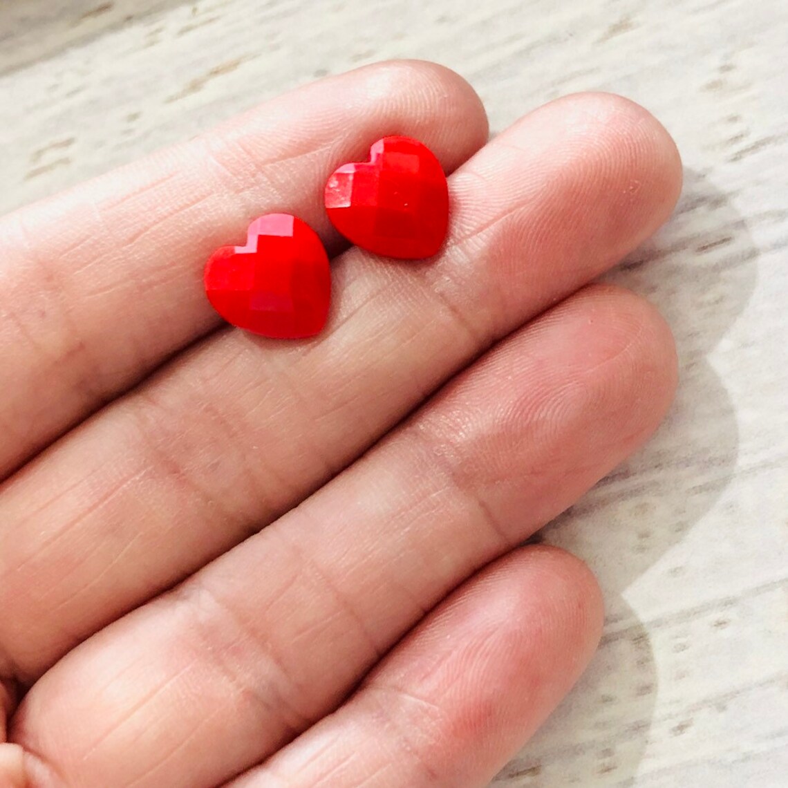 Red Heart Studs with Pearls