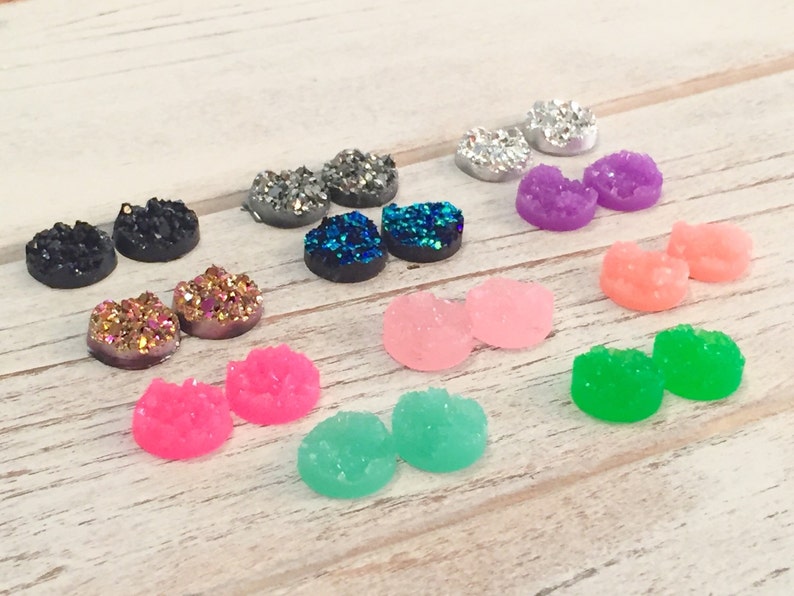 Mint Green Druzy Studs Pastel Green Stud Earrings SE5 Mint Green Drusy Studs Druzy Jewelry Surgical Steel Studs KreatedByKelly