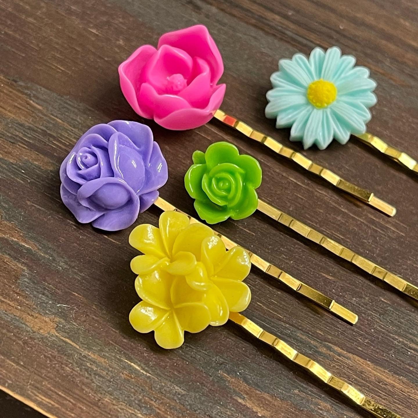 Floral Hair Accessories Colorful Bobby Pin Set Flower Bobby Pins