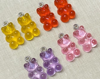 Gummy Bear Style Jewelry Charms in Four Colors for Fun Kawaii Food Jewelry Making Projects (SU-12)