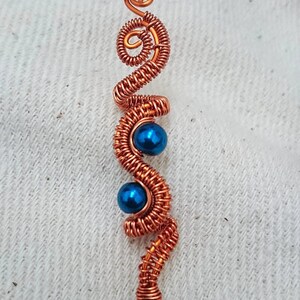 Triple blue woven copper hair bead image 3