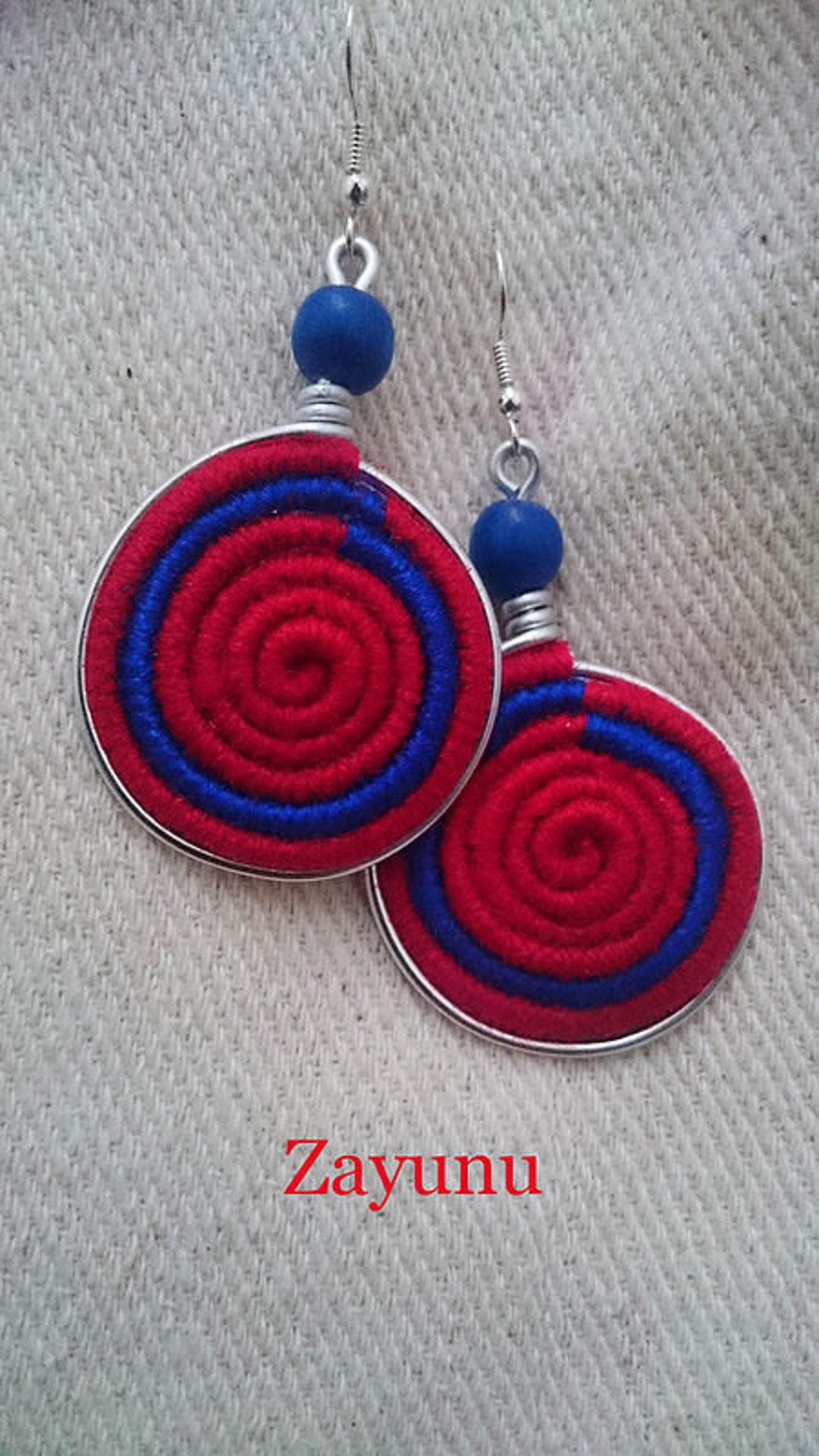 Vortex Yarn Earrings Thin Blue Line Red Etsy