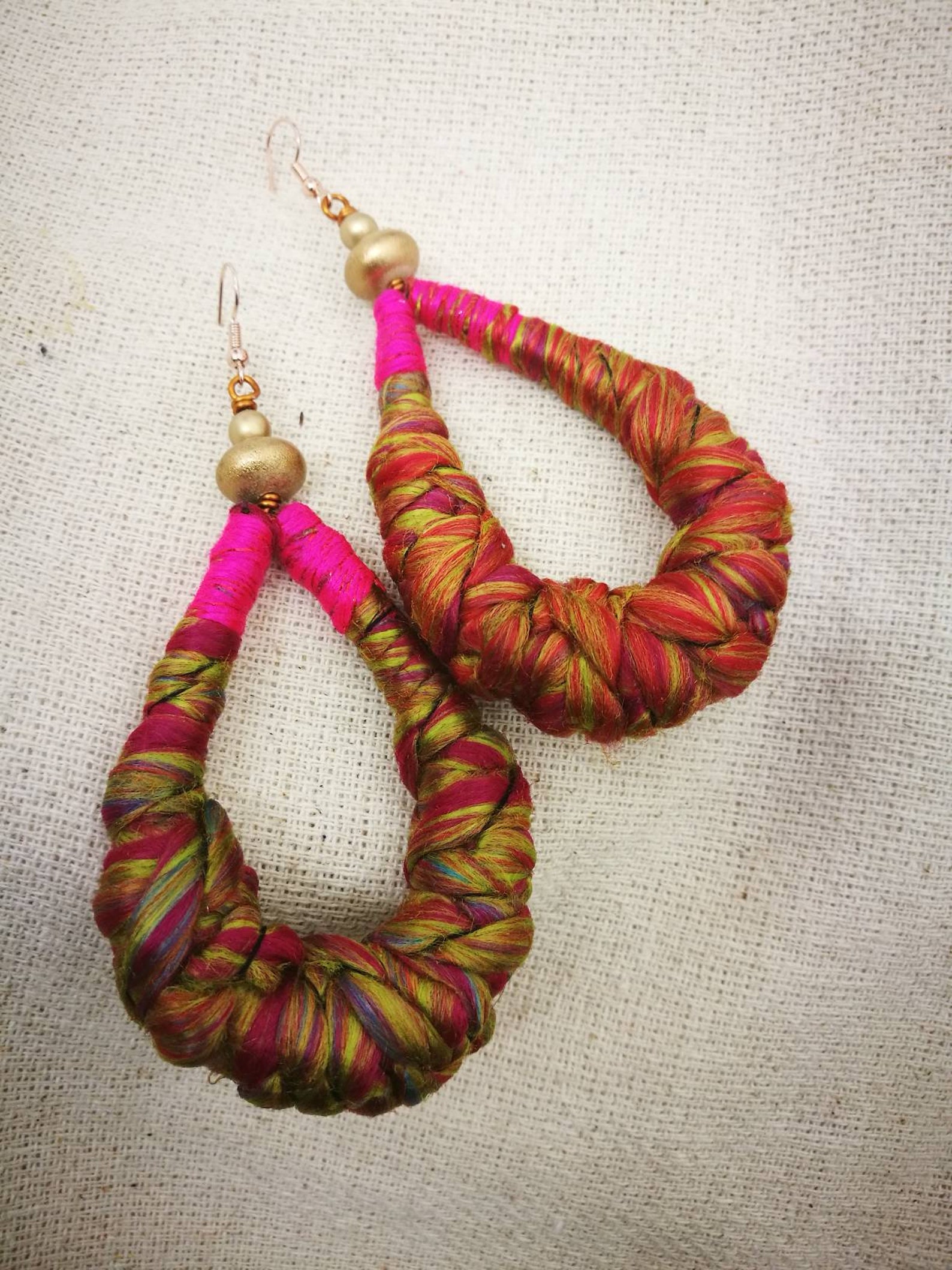 Funky Chunky Yarn Wrapped Hoop Earrings Etsy