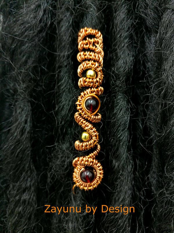 Majestic beautiful wire woven beaded dreadlock cuff/hair accessory